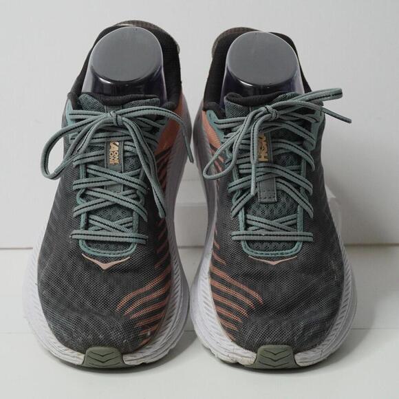 Hoka One One Rincon Womens 7.5 Gray Salmon Pink Chunky Lace Up Comfort SEE - Picture 3 of 10